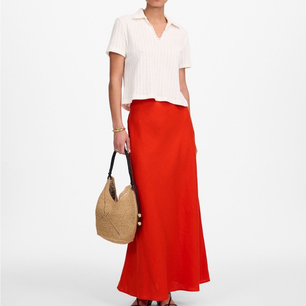 Madewell Red Maxi Skirt - Sleek Bias, Linen Size 4